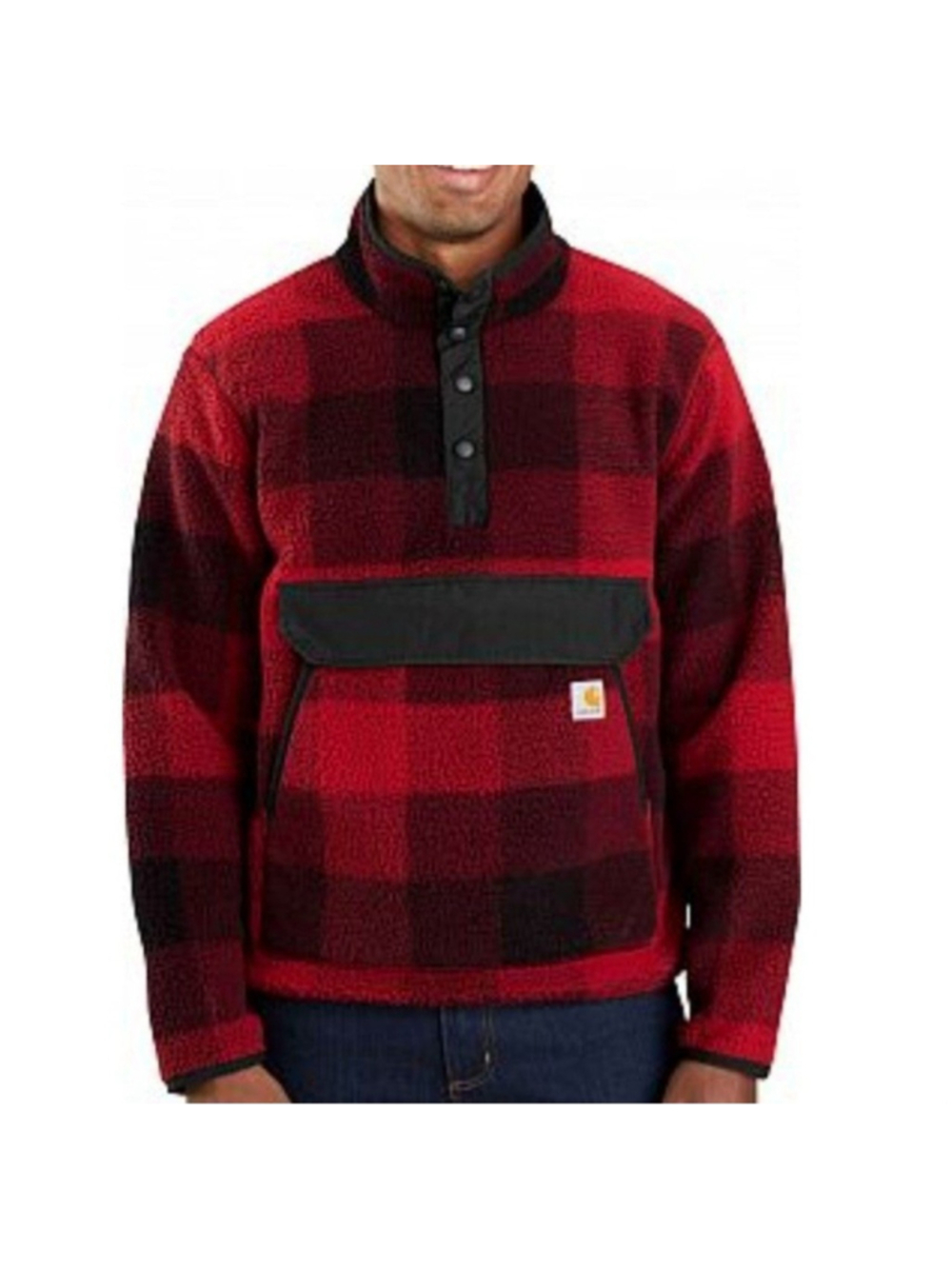 Carhartt #104991 Men's Relaxed Fit Fleece Pullover Oxblood Plaid Size Medium